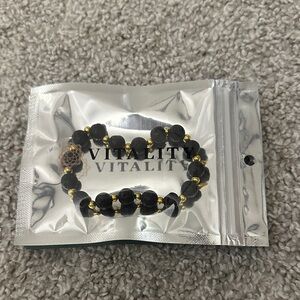 Vitality Black and Gold Oil Diffuser Stone Bracelet